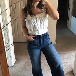 CROPPED, HIGH WAISTED, WIDE-LEG JEANS